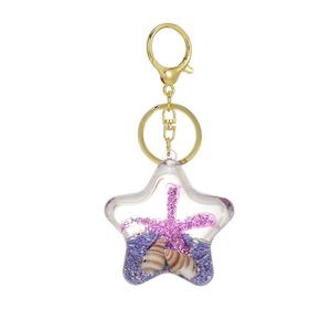 Acrylic Sea Star & <b>Shell</b> Oil Flow Sand Bottle Keychain Creative Pendant Bag Charm - Product Image 6