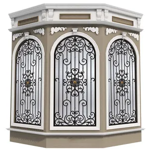 Customized anti-theft window grill luxury antique wrought iron window guard design