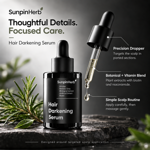 SUNPINHERB Botanical Hair Darkening Serum <b>Scalp</b> Nourishing Drop Biotin Bhringraj Wholesale OEM Factory Direct 30ml - Product Image 6
