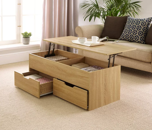 Mesa de centro de madera con tapa de elevación y 2 cajones de almacenamiento grandes Brujas - Product Image 4