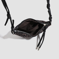 Bolso Bandolera Retro de Mujer con Estampado de Leopardo, Otoño/Invierno 2026, de Poliéster con Cremallera, Correa Única, a la Moda y Combinable con Todo