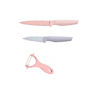 Ensemble de 6 couteaux de cuisine en acier inoxydable à lame peinte, accessoires de cuisine en paille de blé et en métal