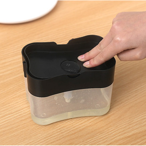 Support pour éponge de cuisine avec distributeur de savon gris, boîte de rangement murale pour vaisselle - Product Image 4