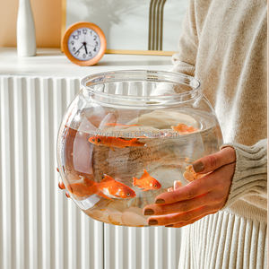 Tangki akuarium ikan mas plastik tebal, desktop kecil transparan tangki ikan mas bulat - Product Image 3