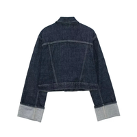 Fabrication de vêtements sur mesure Automne Printemps Ensemble denim à manches longues Simple boutonnage Taille haute Jeans à jambes larges Costume denim brut vintage