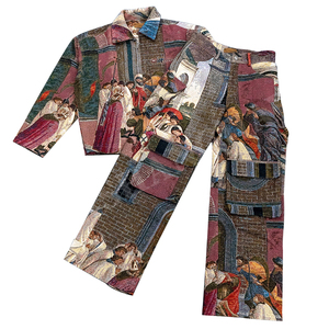 Bộ đồ thể thao nam 2 mảnh may đo của nhà sản xuất YSJY, phong cách đường phố, chất liệu dệt <span class=keywords><strong>jacquard</strong></span> nhuộm màu, kiểu dáng tua rua - Product Image 1