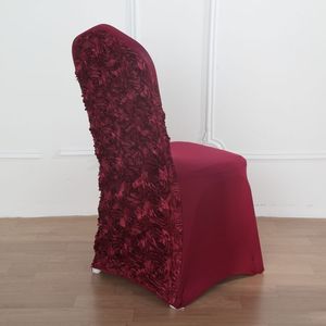 Vente en gros Rosette Housse de chaise de luxe en spandex floral pour mariages et banquets Housses de chaise extensibles rouges pour mariages et événements - Product Image 4