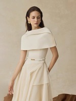 2025 conception de niche vietnamienne décontracté solide drapé antistatique tissé taille irrégulière cintré combinaison robe mi-longue 2XL