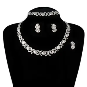 BPOYB Charms Xoxo Necklace Set Earrings Bracelet Ring 4 Pieces Luxury Duabi African ladies Jewelery Pakistani Jewellery