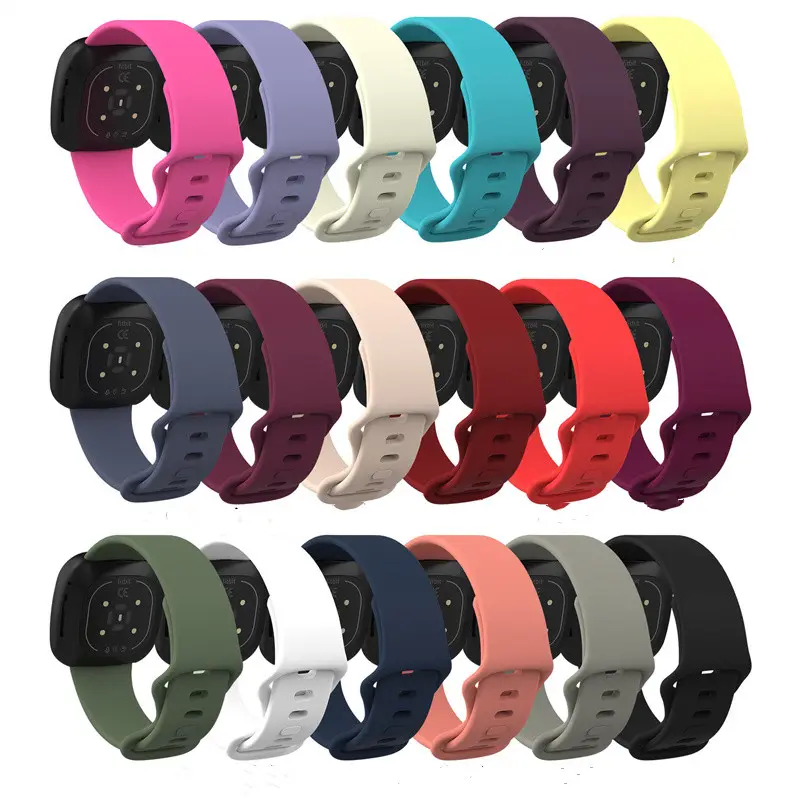 스포츠 실리콘 액세서리 스트랩 Fitbit Versa 3 4 센스 밴드 웨어러블 시계 밴드 팔찌 교체 고무 팔찌