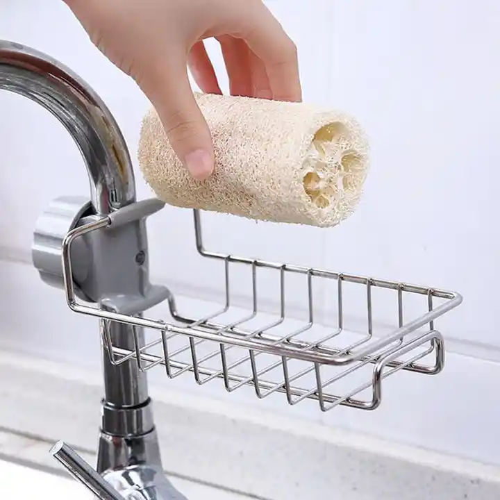 Kitchen Sink Drain Rack Stainless Adjustable Shelf Sponge Soap