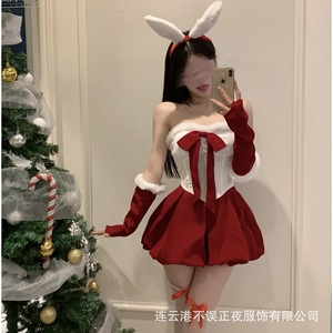 "Nighttime Lingerie Pure and Desire Christmas Bunny Girl Set QQNY Pajamas Uniform Temptation Clothes Women" - Product Image 3
