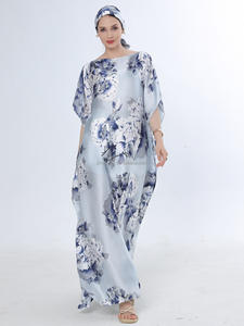 PROMISTAR da donna in poliestere traspirante in due pezzi kaftano stampato abito foulard africano abiti lunghi donna taglie forti - Product Image 4