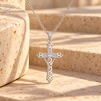 Pendentif breloque en alliage de laiton plaqué or 18 carats avec zircon, motif croix, pour la fabrication de colliers et bracelets, accessoires de mariage chrétien