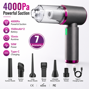4000Pa 50W Mini Cordless <b>Vacuum</b> Cleaner and Air Blower Handheld Dust Cleaner for Factory Workbench Car Home Carpet OEM ODM - Product Image 1