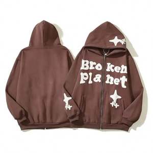 Fabricante de moda personalizado impresión Terry sudaderas con capucha personalizado todo Zip up hombres 100% algodón de gran tamaño 3D Puff impresión Logo sudaderas con capucha - Product Image 1