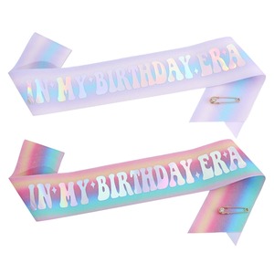 Gradient <b>Glitter</b> <b>Fabric</b> Shoulder Strap Sash with Diamond Pin for Birthday and Party - Product Image 1