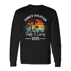 Vacances en famille 2025 Turks & Caicos T-shirt à manches longues unisexe en coton col rond - Product Image 3