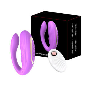 Giocattoli del sesso del vibratore della <span class=keywords><strong>Vagina</strong></span> di vibrazione doppia del gioco della biancheria da letto della coppia del telecomando di forma di U del Silicone per la donna - Product Image 1
