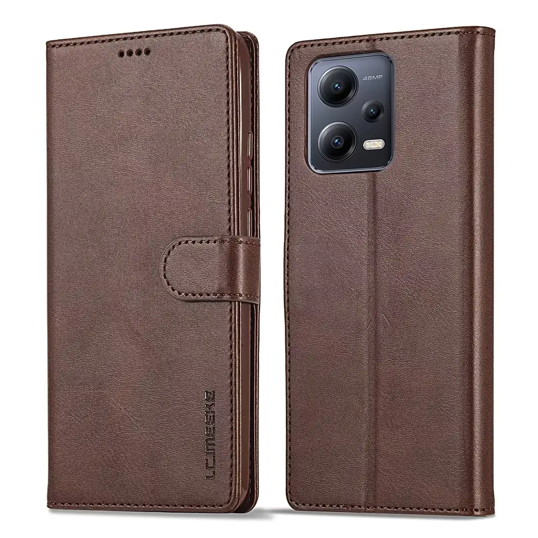 Étui de support en cuir PU pour portefeuille à rabat en cuir de vachette de luxe pour Redmi Note 12 Pro 5G / POCO X5 Pro accessoires de téléphone portable