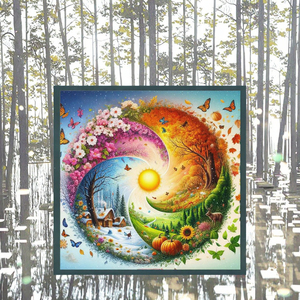 Kit de Pintura de Diamantes 5D con Paisaje Yin Yang de Cuatro Estaciones, Taladro Completo <span class=keywords><strong>AB</strong></span>, Arte de Gemas de Resina, Regalo de Navidad y Cumpleaños para Adultos - Product Image 3