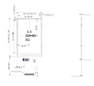 320x480 Pixel <span class=keywords><strong>3</strong></span>,5 Zoll TFT LCD Modul, 16,7M Farben, Normalerweise Schwarzer Modus, <span class=keywords><strong>3</strong></span> SPI & RGB Schnittstellen - Product Image 3