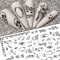 Autocollant pour ongles, fleur, feuilles, été, décoration 3D, accessoires de manucure, papillon, autocollants décoratifs, vente en gros