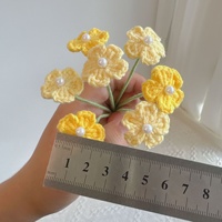 Fleur artificielle tricotée à la main en gros, motif « Ne me quitte pas », avec perle, pour décoration maison et fêtes