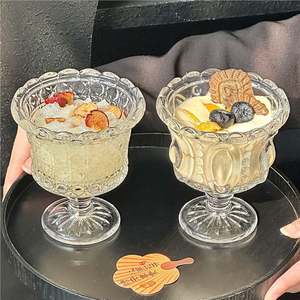Nouvelle Arrivée - <span class=keywords><strong>Verre</strong></span> <span class=keywords><strong>à</strong></span> pied vintage français, coupe <span class=keywords><strong>à</strong></span> champagne et dessert, motif floral en relief, bord festonné, pour bar, restaurant, mariage - Product Image 2