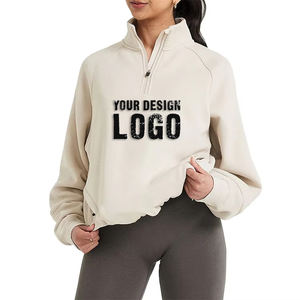 Sudadera Personalizada de Algodón con Cuello Alto y Cremallera, Sudadera Holgada de Alta Calidad para Mujer, Sudadera con Media Cremallera - Product Image 6