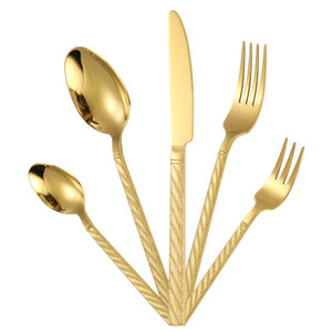 Ensemble de couverts en acier inoxydable texturé, couteau, fourchette, cuillère, compatible lave-vaisselle, pour cuisine occidentale, dîner de steak, hôtel, restaurant - Product Image 5
