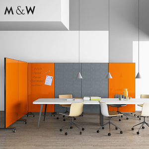 Parete Divisoria per Ufficio Mobile con Lavagna Magnetica <span class=keywords><strong>in</strong></span> Vetro Colorato Cancellabile Arredo Mobile Spostabile - Product Image 2