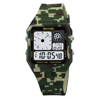SKMEI 2347, reloj digital de lujo a la moda para hombre, resistente al agua, multifunción, informal, estilo de negocios, reloj de pulsera con correa de PU