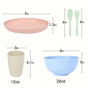 Nouveauté 2026 : Vaisselle Écologique Sans BPA – Assiettes et Tasses Biodégradables en Paille de Blé – Services de Table Occidentaux en Plastique - Product Image 2