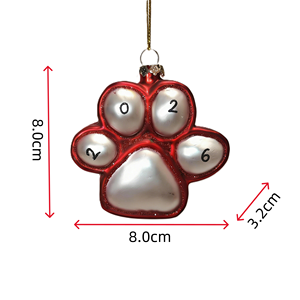 सर्वश्रेष्ठ विक्रेता ग्लास कुत्ते पंजा प्रिंट हड्डी अलंकृत रंग क्रिसमस फांसी सजावटी उपहार उपहार - Product Image 2