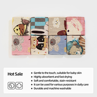 Serviette de bain bébé en coton lavé 4 couches RTS Square, motif animal mignon jacquard, douce et moelleuse, pour la maison, pour le visage et les mains des tout-petits, absorbante