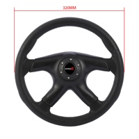 Volant de course universel Pu 320 mm avec surpiqûres rouges, à rayons plats, pour voiture de sport, rallye, simulation