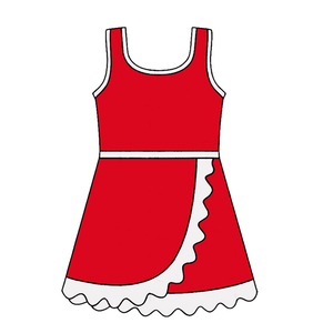 Robe GSD4144 personnalisée pour petite fille, bleu uni avec bordure rose, vente en gros, robe athlétique sans manches pour bébé fille, robe à volants pour enfant - Product Image 5