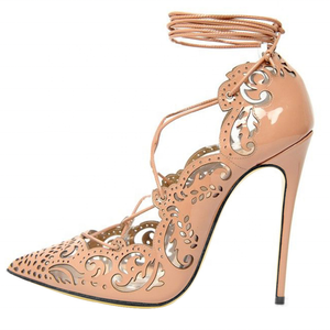 Size 44 Ankle <b>Lace</b> <b>up</b> Women Cut Out Dress Shoes Sexy Hollow Out Stiletto Sandals Summer <b>Pumps</b> - Product Image 5