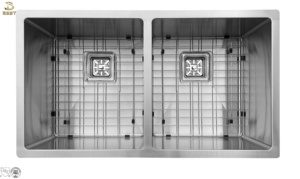 Fregadero de cocina de doble cuenco de acero inoxidable 304 de alta calidad hecho a mano cepillado antiarañazos para uso doméstico sin grifo - Product Image 6