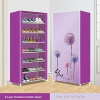 Meuble à chaussures en acier à 5 niveaux avec fermeture éclair, étagère minimaliste anti-poussière de style coréen, rangement simple rangée pour entrée