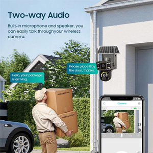 V380กันน้ำ4G PTZ กล้องตรวจจับการเคลื่อนไหว PIR หลายเลนส์อัจฉริยะระบบไมค์ไซเรนในตัวแจ้งเตือนพลังงานแสงอาทิตย์ - Product Image 4