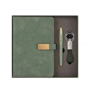 Business Promotional Custom Vip Clients Luxury PU Leather Embossed Agenda Notebook and Pen <b>Gift</b> Set with Keychain - Product Image 1