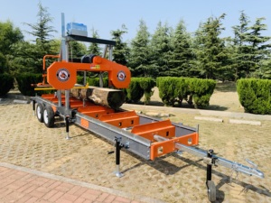 Scierie à bande portable certifiée CE de 36 pouces, moteur à essence de 27 CV, <span class=keywords><strong>machine</strong></span> à <span class=keywords><strong>bois</strong></span> horizontale avec remorque pour utilisation agricole - Product Image 2