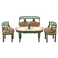 Chaise de canapé en bois massif de style européen petit appartement salon simple table à thé ensemble de combinaison de balcon peint pour l'extérieur