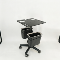 Chariot professionnel pour coloration capillaire avec plateau en acrylique, bols de mélange, hauteur réglable et support à roulettes pour salon