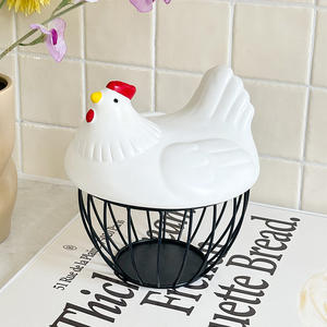 Sáng tạo mới nhà hen giỏ trái cây dễ thương lưu trữ máy tính để bàn trang trí với mô hình động vật Đồ trang trí nhựa - Product Image 1