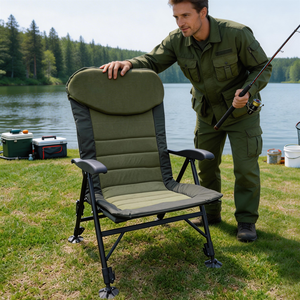 Factory Wholesale Lightweight 180KG Heavy Duty <b>Foldable</b> Portable Fishing Chair Retractable Backrest Reinforced 600D Oxford - Product Image 1
