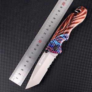 Couteau pliant utilitaire en acier inoxydable haute dureté avec lame en forme de dent de scie brise-verre et coupe-ceinture - Product Image 2
