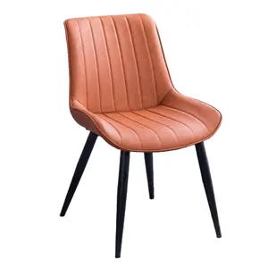 Antika mutfak mobilyası üreticisi çin kraliyet modern yemek sandalyesi turuncu kare koltuk minderi metal yeni tasarım boş sandalye